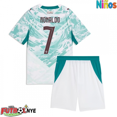 Camiseta Portugal Cristiano Ronaldo #7 Visitante Equipación para niños Mundial 2026 manga corta (+ pantalones cortos)